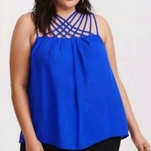 Blue strap neck tank